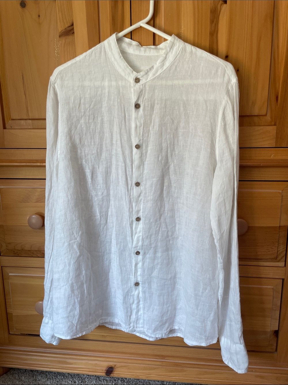 Italian Ziva Tulum linen men’s long sleeved white shirt